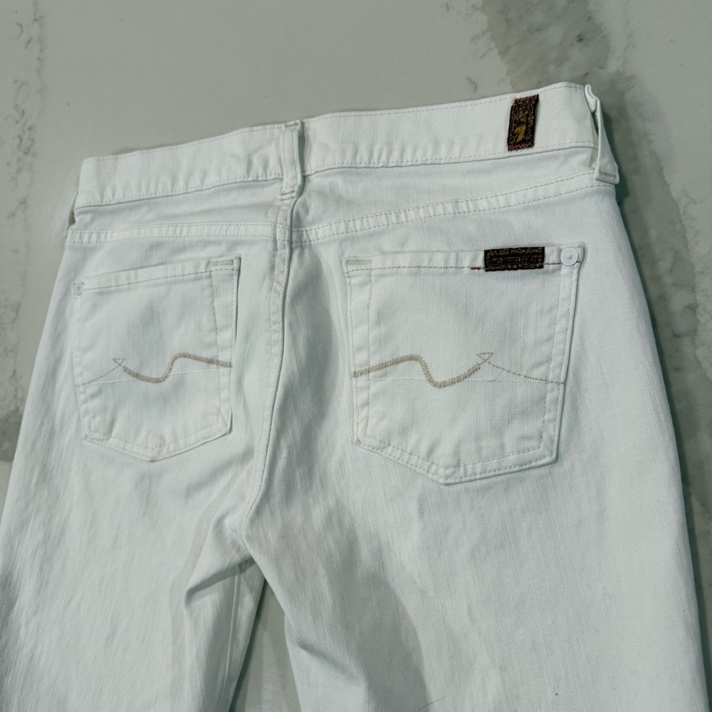 7 For All Mankind Tailorless Broken Twill Original Bootcut White Jeans Womens 26 - Picture 12 of 15